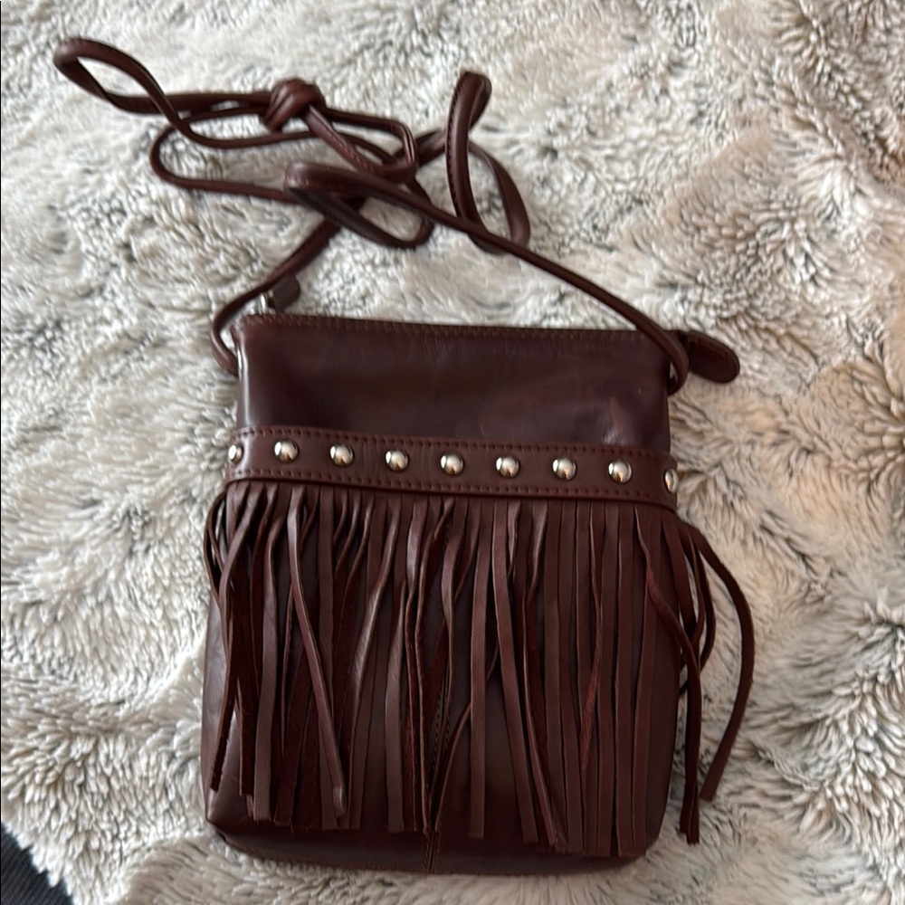 Brown Fringe Crossbody Bag